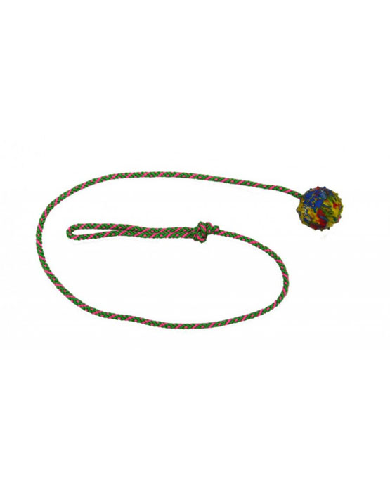 Pallina Gappay in gomma dura 5 cm di diametro con corda da 100 cm.