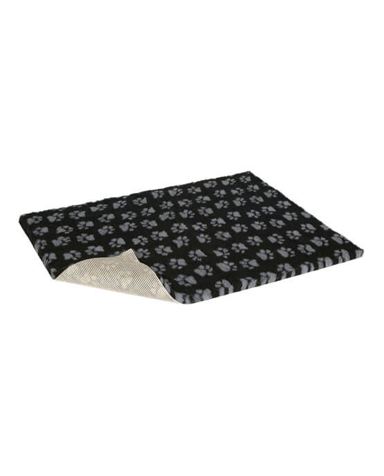 Petlife Vetbed - Original antiscivolo, nero con zampette grigie 75x50cm