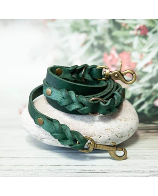 Guinzaglio in pelle intrecciata